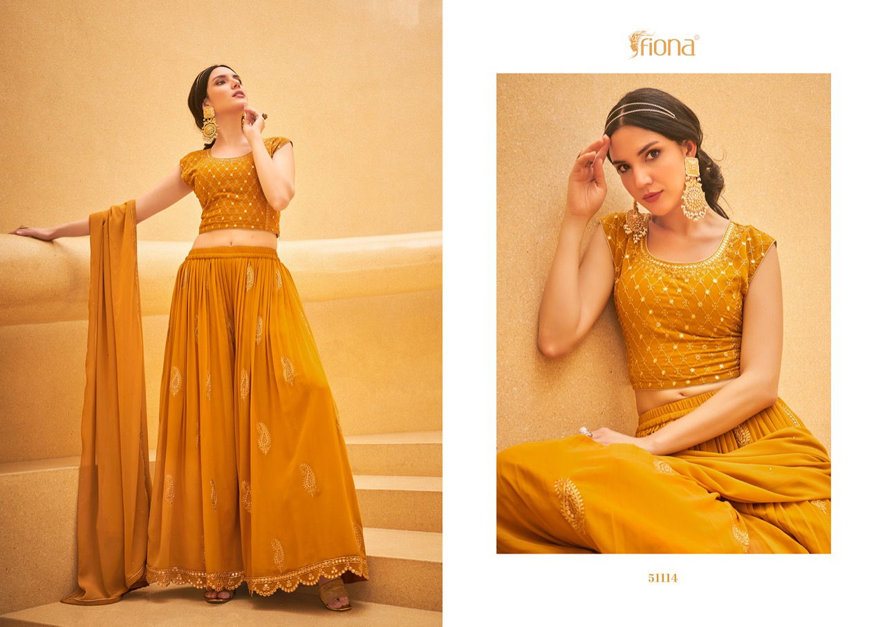 Fiona Crop Top Wholesale Georgette Readymade Wedding Salwar Suits